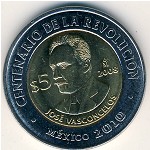 Mexico, 5 pesos, 2008