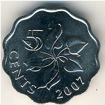 Swaziland, 5 cents, 1995–2010