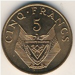 Rwanda, 5 francs, 1974–1987