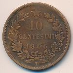 Italy, 10 centesimi, 1866–1867