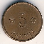 Финляндия, 5 пенни (1918–1940 г.)