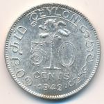 Ceylon, 50 cents, 1942