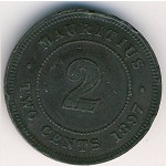 Маврикий, 2 цента (1877–1897 г.)