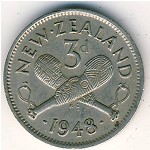 New Zealand, 3 pence, 1948–1952