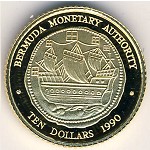 Bermuda Islands, 10 dollars, 1990