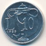 San Marino, 10 lire, 1989