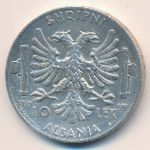Albania, 10 leke, 1939