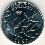 Estonia, 100 krooni, 1992