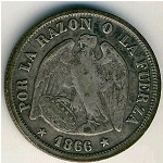 Chile, 20 centavos, 1863–1867