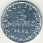 Веймарская республика, 3 марки (1922–1923 г.)
