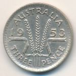 Australia, 3 pence, 1953–1954