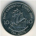 Восточные Карибы, 10 центов (2002–2007 г.)