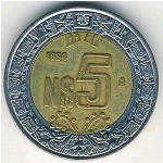 Mexico, 5 nuevos pesos, 1992–1995