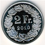 Switzerland, 2 francs, 1983–2019