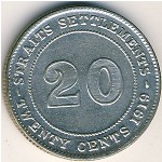 Straits Settlements, 20 cents, 1919