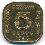 Цейлон, 5 центов (1944–1945 г.)