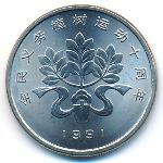 China, 1 yuan, 1991