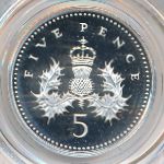 Great Britain, 5 pence, 1990–1996