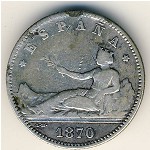 Spain, 1 peseta, 1869–1870