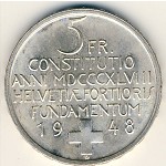 Switzerland, 5 francs, 1948