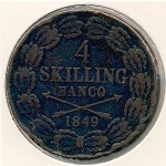 Швеция, 4 скиллинга (1849–1855 г.)