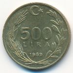 Turkey, 500 lira, 1989–1997