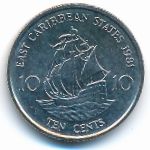 East Caribbean States, 10 cents, 1981–2000