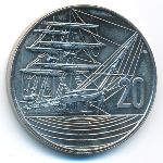 New Zealand, 20 cents, 1990