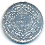 Тунис, 5 франков (1939 г.)