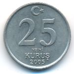 Turkey, 25 new kurus, 2005–2007