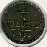 Austria, 1/2 kreuzer, 1851