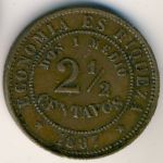 Chile, 2 1/2 centavos, 1886–1898