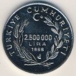 Turkey, 2500000 lira, 1998