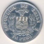 Chile, 1 peso, 1867–1891