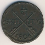 Sweden, 1/4 skilling, 1802–1808