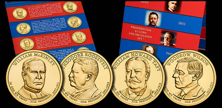 Eight 2013 Presidential $1 Coins