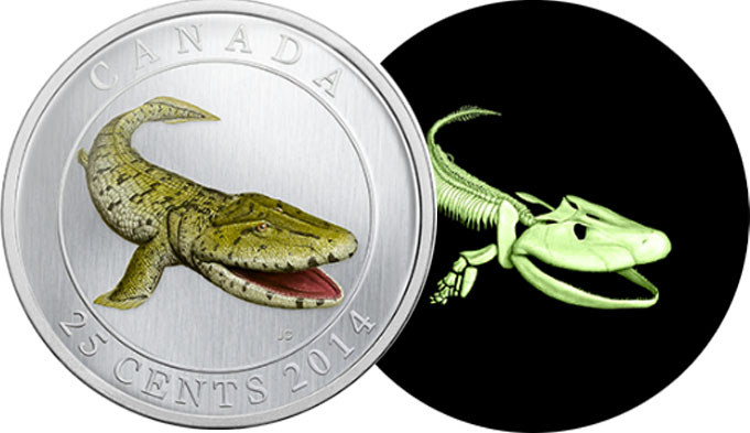 Tiktaalik — 25-Cent Coloured Glow-in-the-Dark Coin 