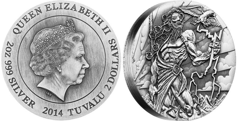 Zeus Silver High Relief Coin.