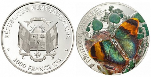 Butterfly in a winged 3D-technique on the silver coin