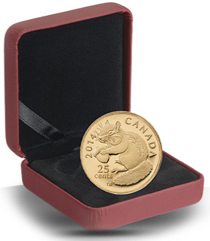 Royal Canadian Mint image of its 2014 25c Chipmunk Gold Coin