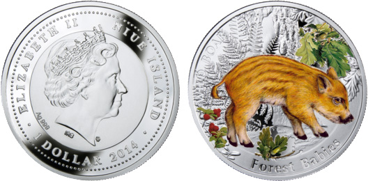 Wild boar, 1 dollar, Series: Forest Babies