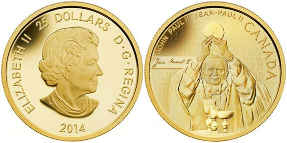 Золотая монета «Папа Иоанн Павел II»