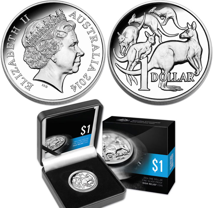 2014 $1 Fine Silver Proof High Relief Coin - 30th Anniversary of the $1 Coin – Mob of Roo’s