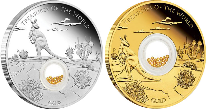 Серебряная и золотая монеты «Австралия. Золото»
