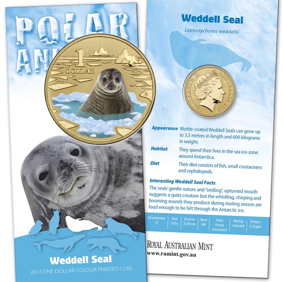 Монета «Тюлень Уэдделла» (Weddell Seal)