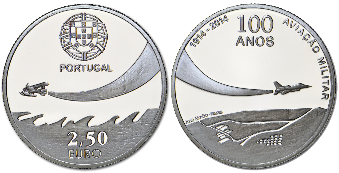 Монета «100-летие военной авиации Португалии» 