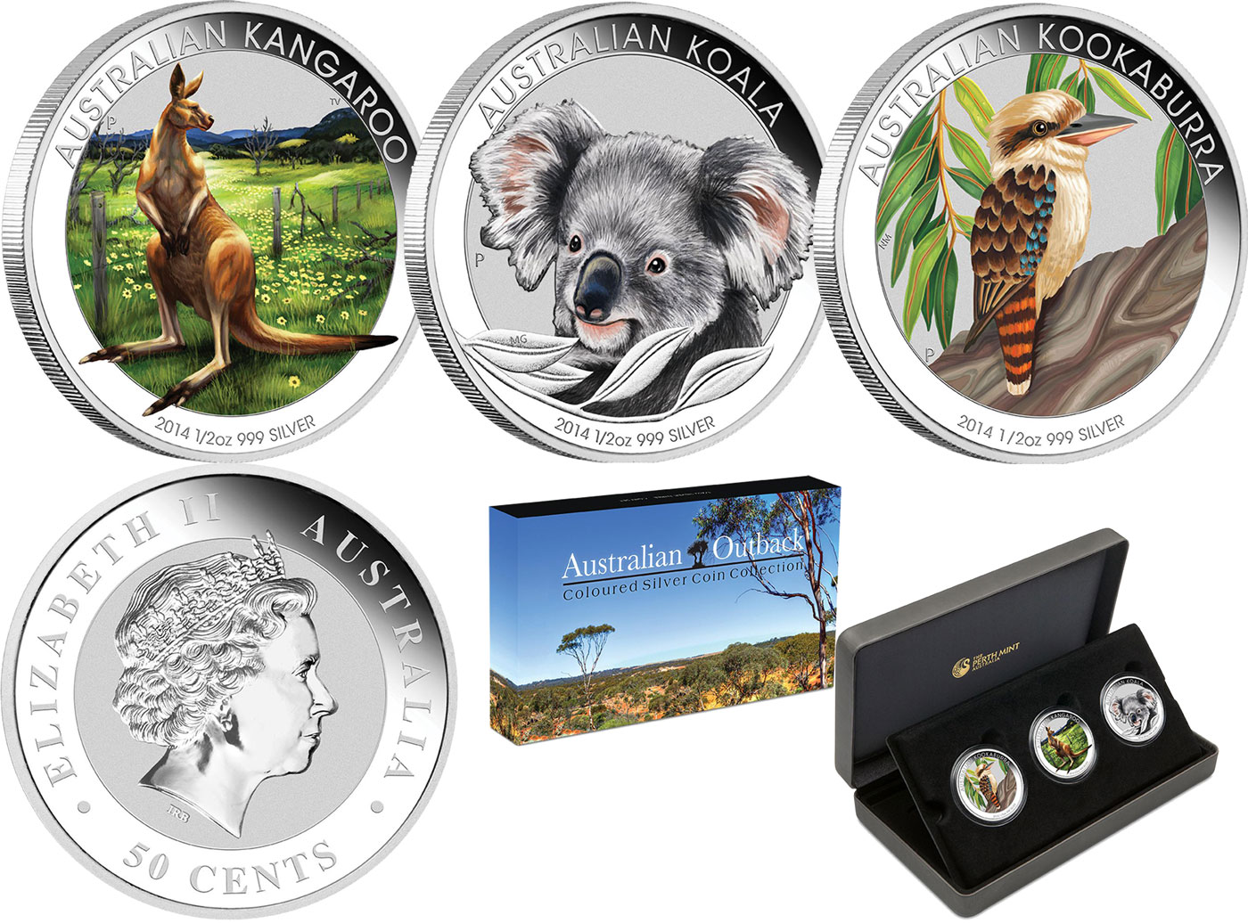 Новый набор монет с кенгуру, коала и кукабарой