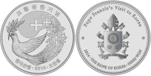 Coins Celebrate Pope Francis’s Visit to Korea