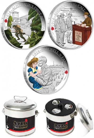 ANZAC Spirit 100th Anniversary Coin Series 2014 1/2oz Silver Proof Three-Coin Set 