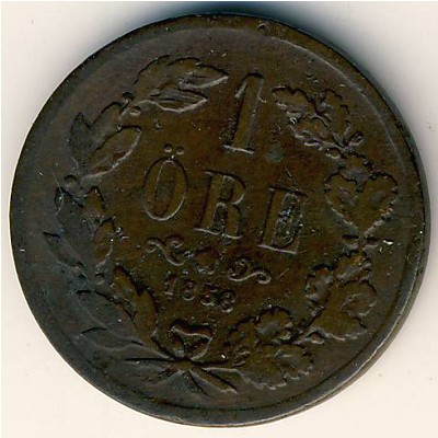 Sweden, 1 ore, 1856–1858